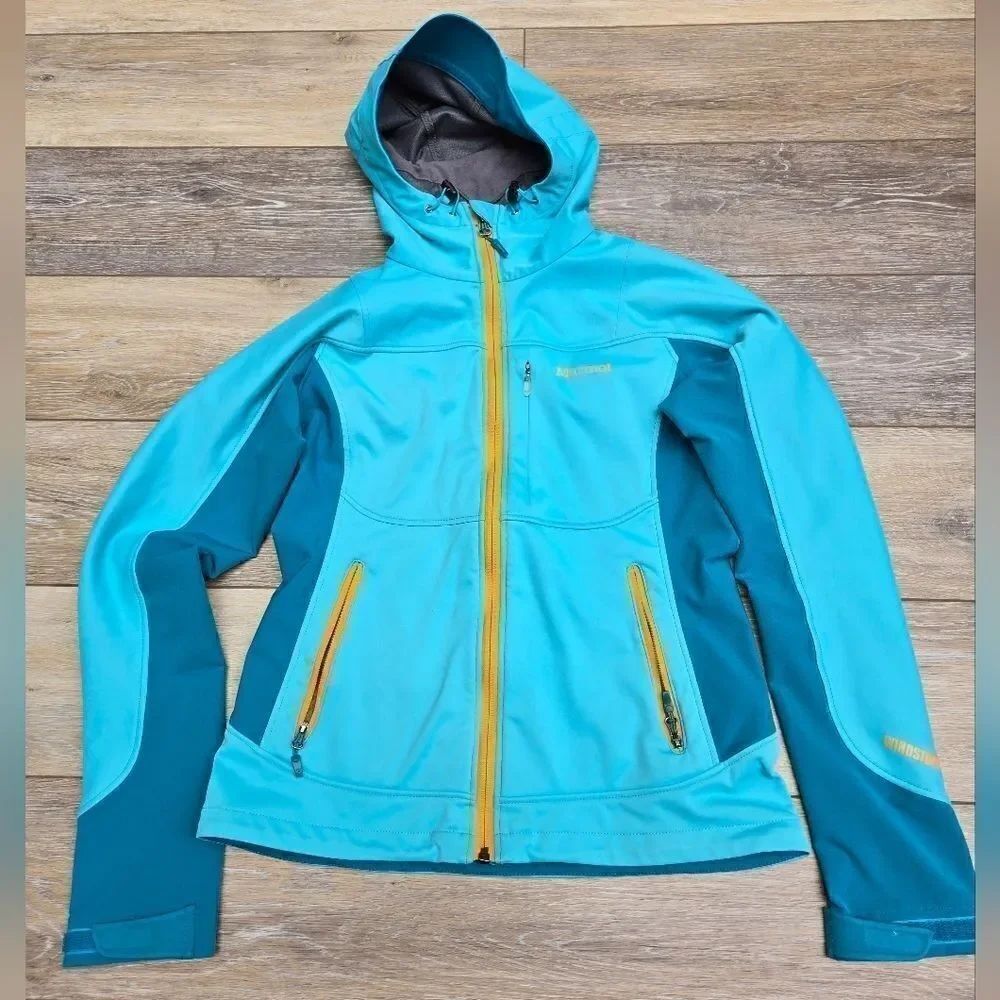 Marmot Soft Shell Wind Stopper Jacket blue teal orange XS